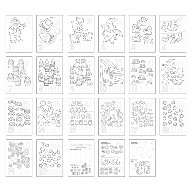 1-20 Colouring Book | With Stickers 1-20 Colouring Book | With Stickers